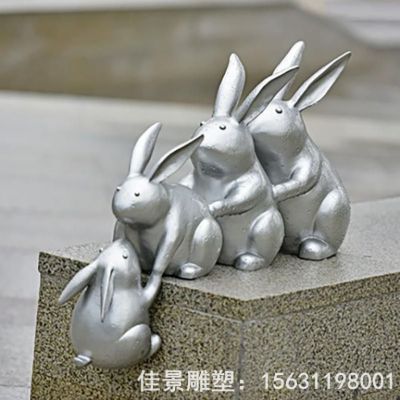 抽象兔子不锈钢雕塑