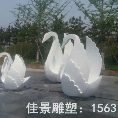 天鹅花盆景观不锈钢雕塑