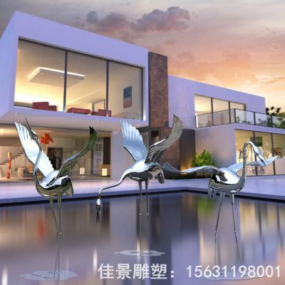 几何镂空仙鹤不锈钢雕塑