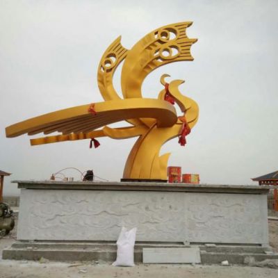 不锈钢别墅金色凤凰雕塑