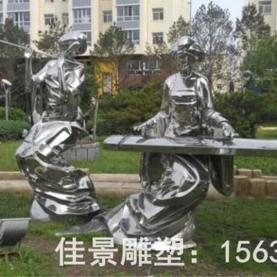抽象人物不锈钢别墅雕塑