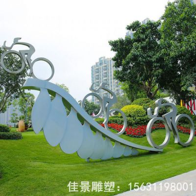 不锈钢镜面自行车商场雕塑