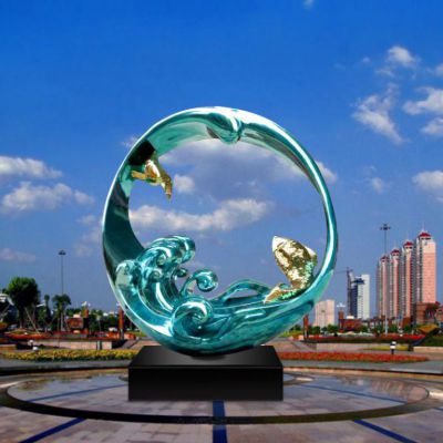 彩绘海浪公园不锈钢雕塑