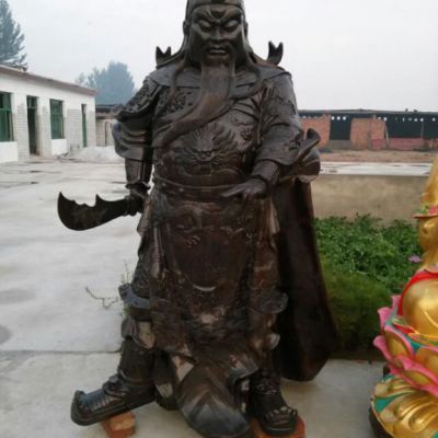 骑马关羽小区人物铜雕