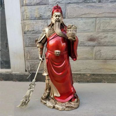 户外关公站立人物铜雕