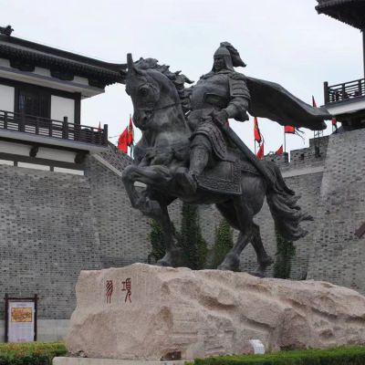古代人物骑马车铜雕