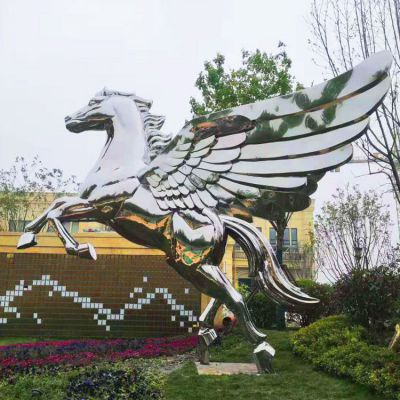 展翅抽象马不锈钢雕塑