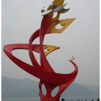 红色凤凰不锈钢景区雕塑