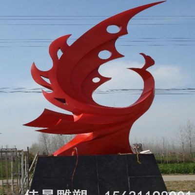 红色凤凰不锈钢户外雕塑