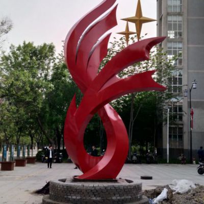 红色凤凰不锈钢广场雕塑