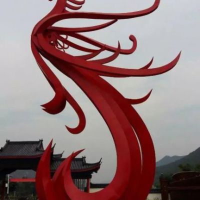 红色凤凰不锈钢城市雕塑