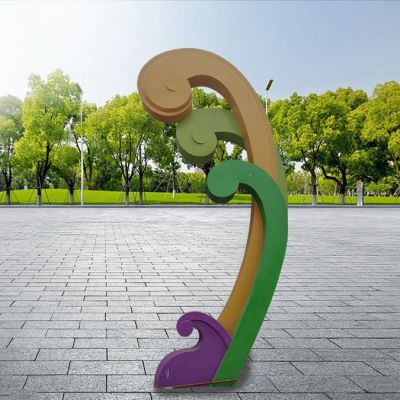 彩绘抽象海浪不锈钢雕塑