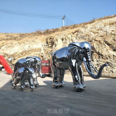 不锈钢大象街边景观雕塑