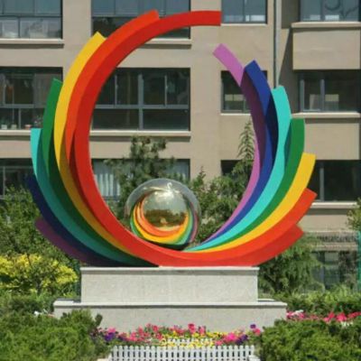 不锈钢彩虹景观彩绘雕塑