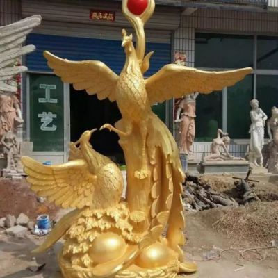 神兽凤凰景区动物铜雕
