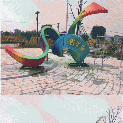 不锈钢彩带景观标志雕塑