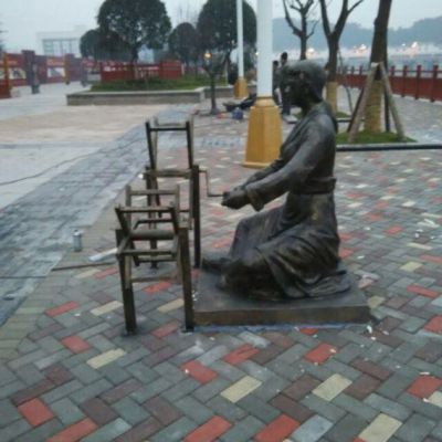 纺织人物景区景观铜雕