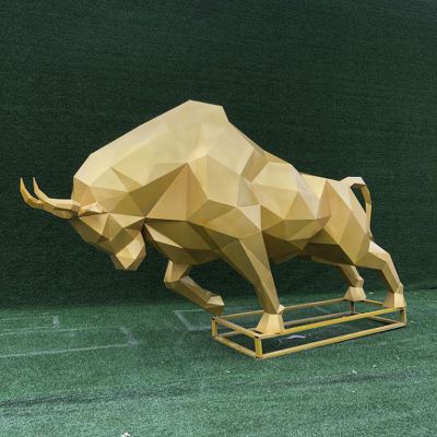 金色牛校园抽象铜雕