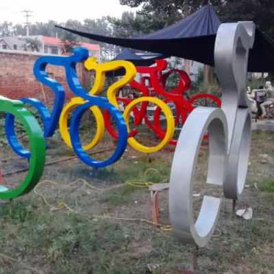 不锈钢骑自行车广场雕塑