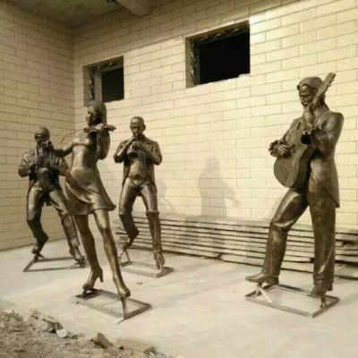 吹奏人物小品景观铜雕