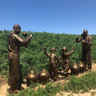 民俗文化打酱油铜雕