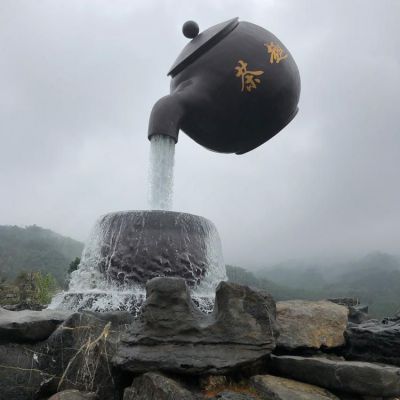 茶文化彩绘街边景观铜雕