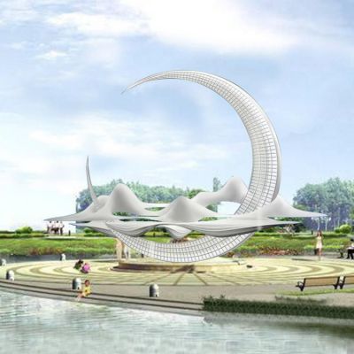 不锈钢园林异形圆环雕塑