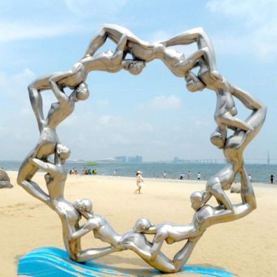 不锈钢户外异形圆环雕塑