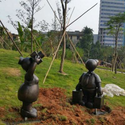 抽象人物广场标志铜雕