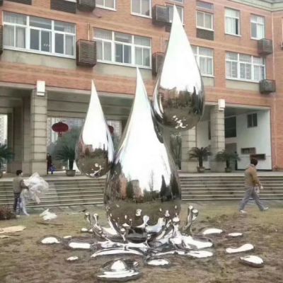 不锈钢镜面水滴景区雕塑