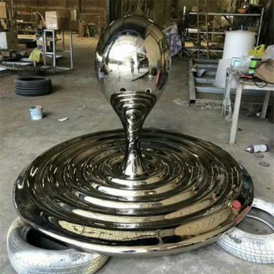 不锈钢镜面水滴公园雕塑