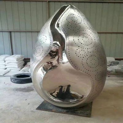 不锈钢镜面水滴校园雕塑