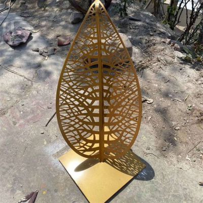 不锈钢彩绘树叶镂空雕塑