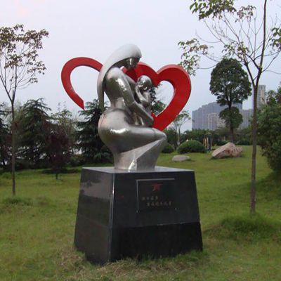 不锈钢抽象母子人物雕塑