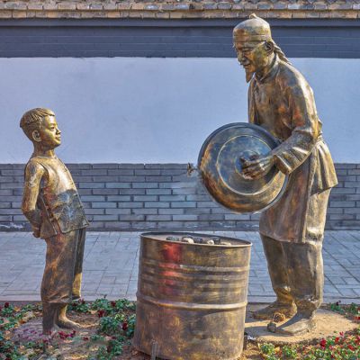 民俗文化卖生煎包铜雕