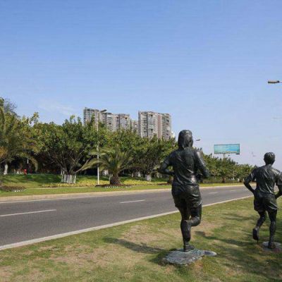 跑步运动景区人物铜雕