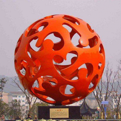 彩绘镂空球不锈钢小区雕塑
