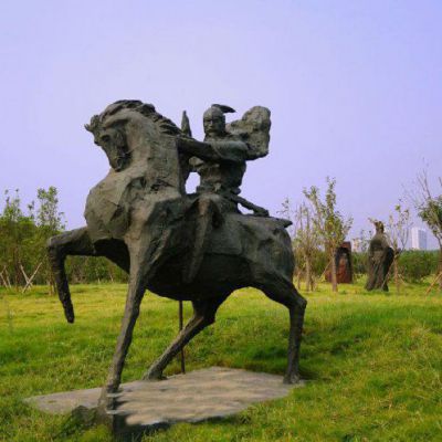 骑马成吉思汗园林铜雕