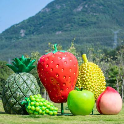 不锈钢草莓水果景观雕塑