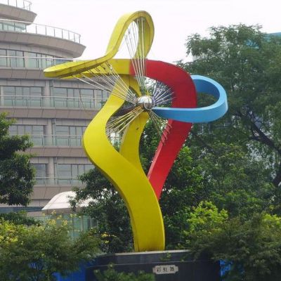 不锈钢彩虹标志景观雕塑