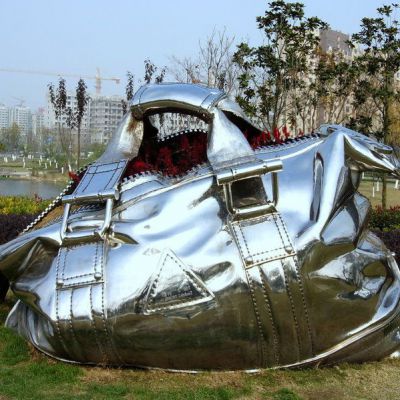不锈钢几何购物标志景观雕塑