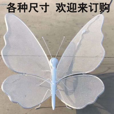 不锈钢白蝴蝶动物标志雕塑