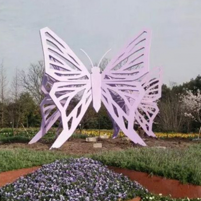 不锈钢紫色蝴蝶动物雕塑