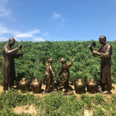 打酱油小品民俗人物铜雕
