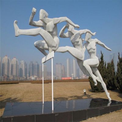 不锈钢跨栏人物运动雕塑