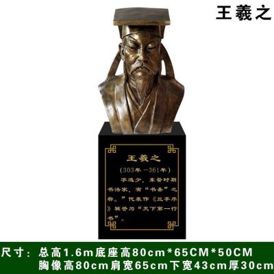 书法家王羲之胸像景观铜雕