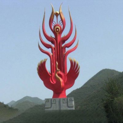 不锈钢抽象凤凰雕塑