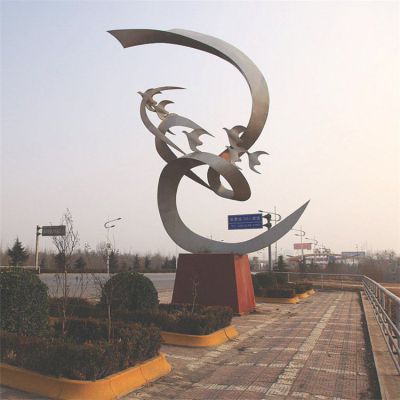 不锈钢抽象大雁景观雕塑
