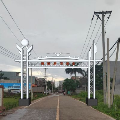 村口不锈钢牌楼雕塑