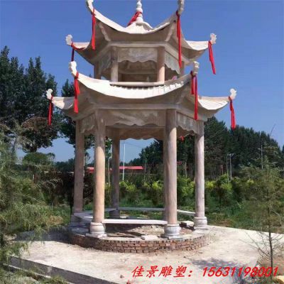 晚霞红六角凉亭雕塑
